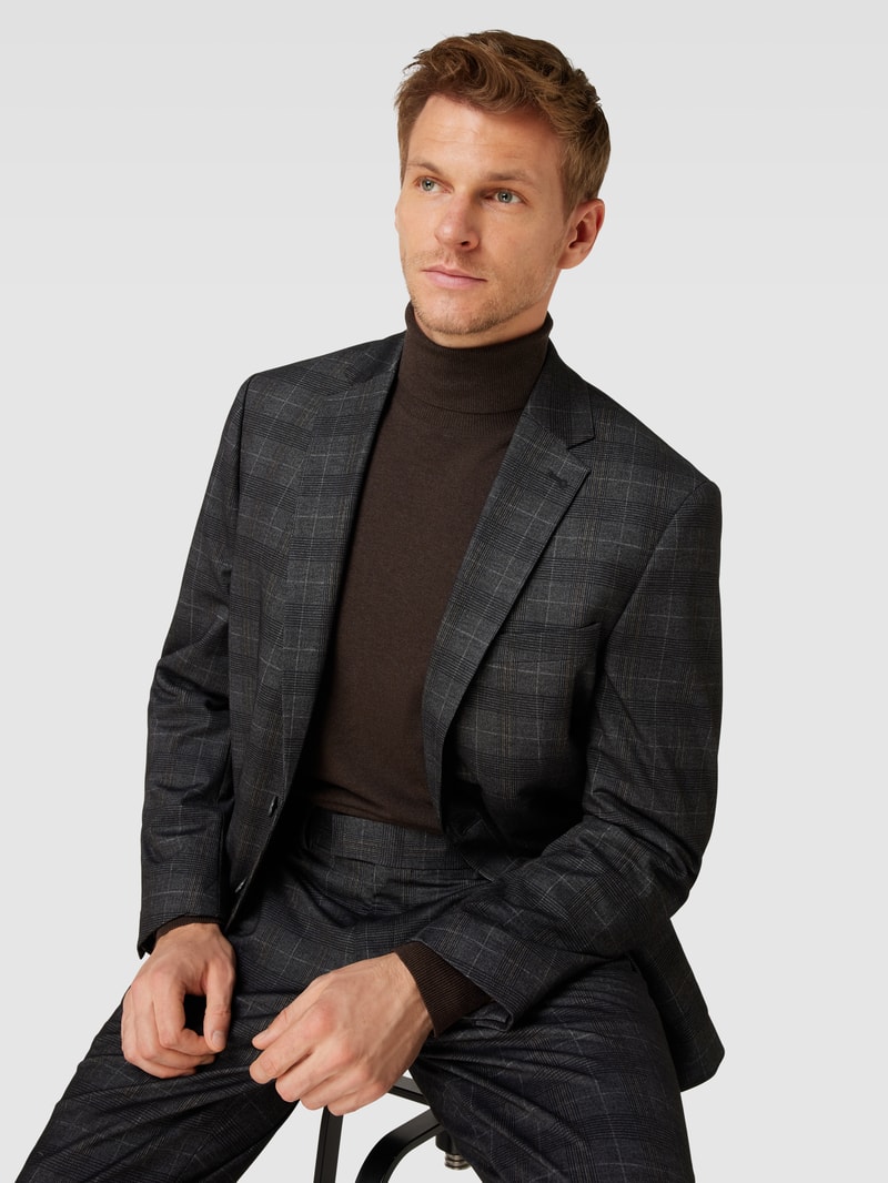 Strickpullover mit Rollkragen in dunkelbraun meliert