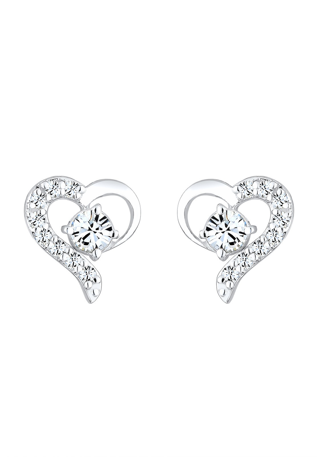 Orecchini a lobo da donna Elli a forma di cuore con cristalli in argento sterling 925