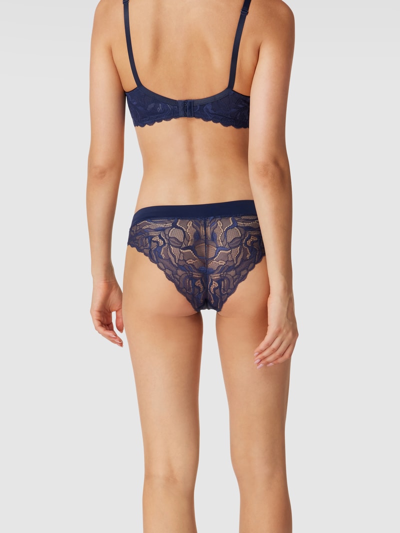 PLUS SIZE Panty aus Mikrofaser und Spitze Modell 'Valencia' in dunkelblau