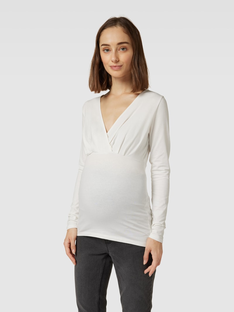 Umstands-T-Shirt mit V-Ausschnitt Modell 'Emma' im 2er-Pack in schwarz