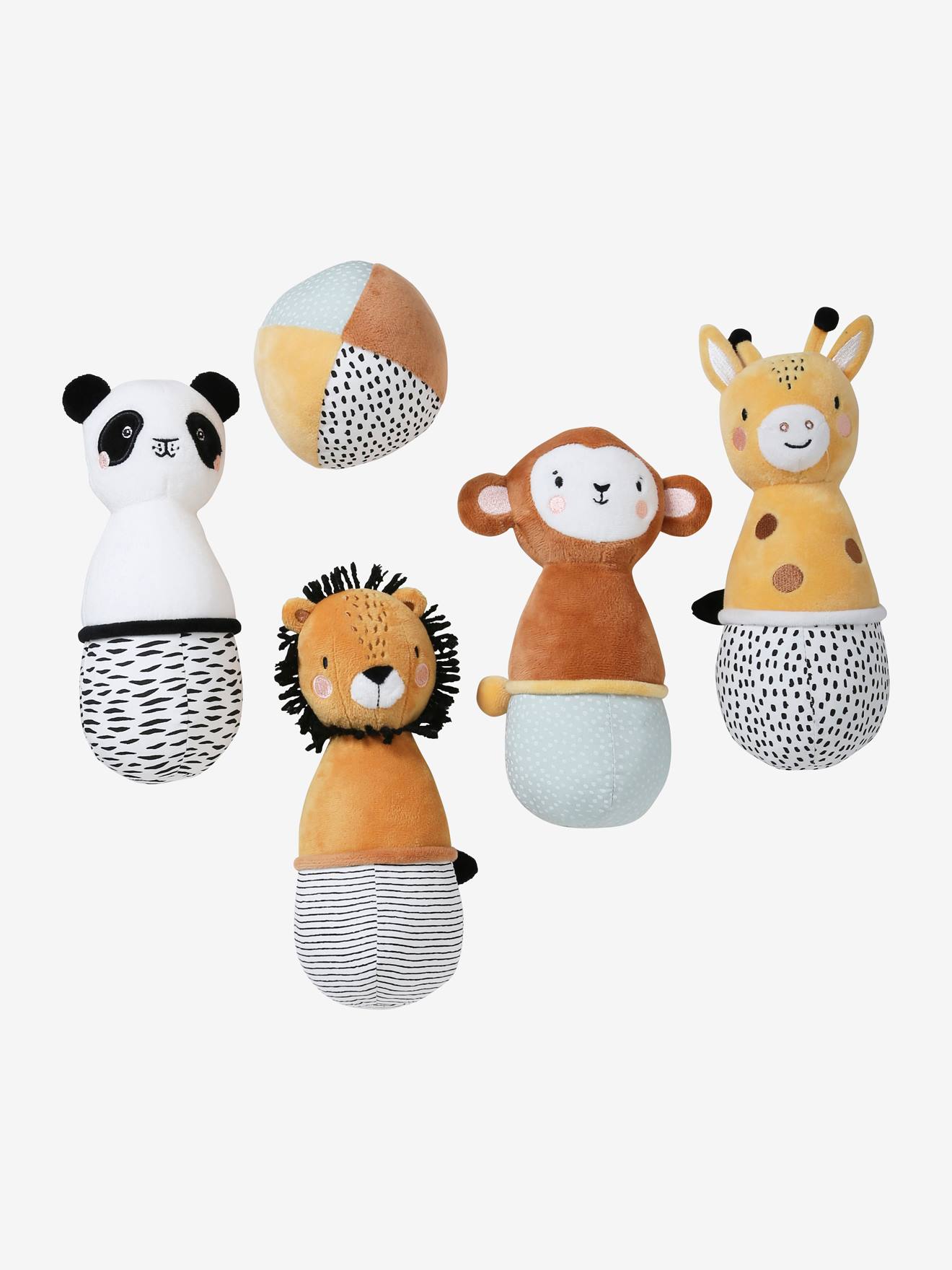 Vertbaudet Baby Stoffkegel Spiel PANDAFREUNDE - mehrfarbig/tansania