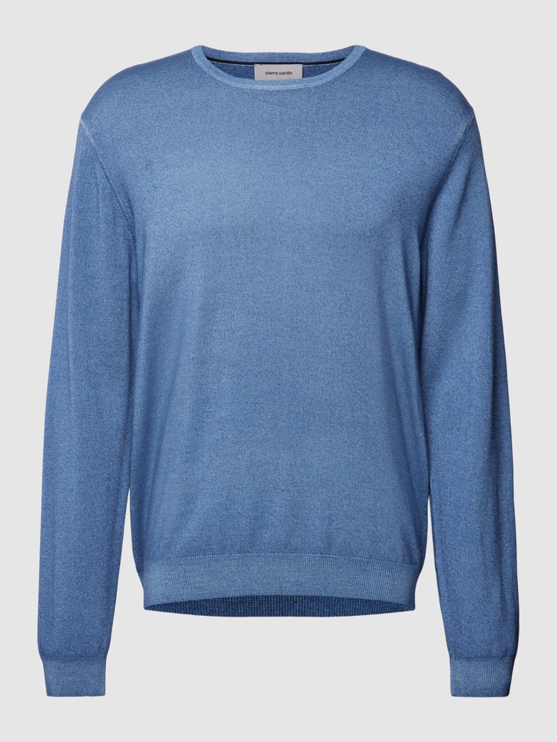 Strickpullover aus Wolle mit Rundhalsausschnitt in hellblau