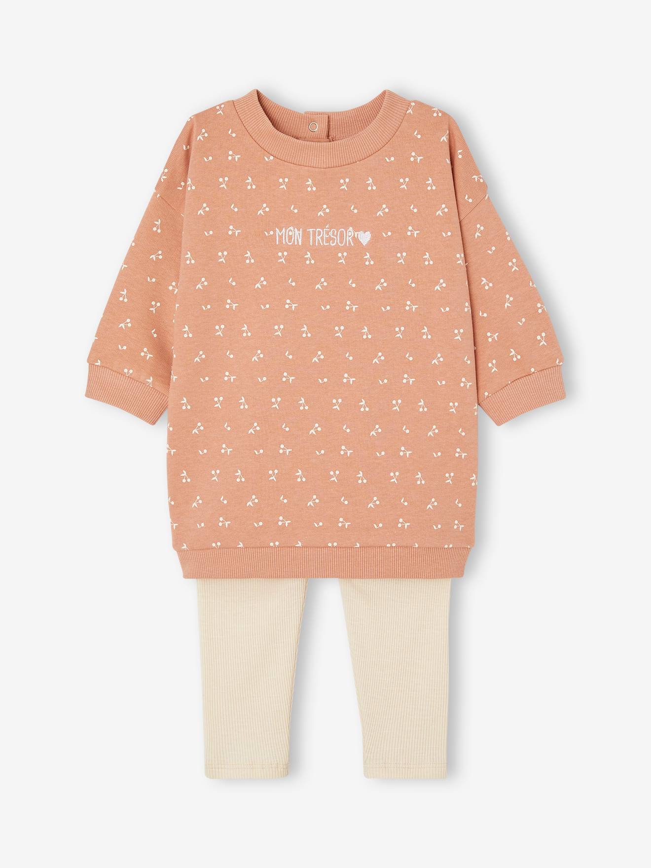 Vertbaudet Baby Set MON TRÉSOR: Kleid & Leggings, personalisierbar Oeko-Tex - aqua