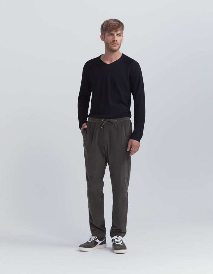 Jogpant kaki en velours côtelé Homme