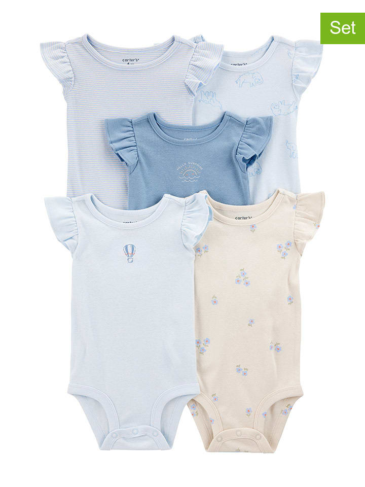 carter's 5er-Set: Bodys in Hellblau/ Beige günstig kaufen
