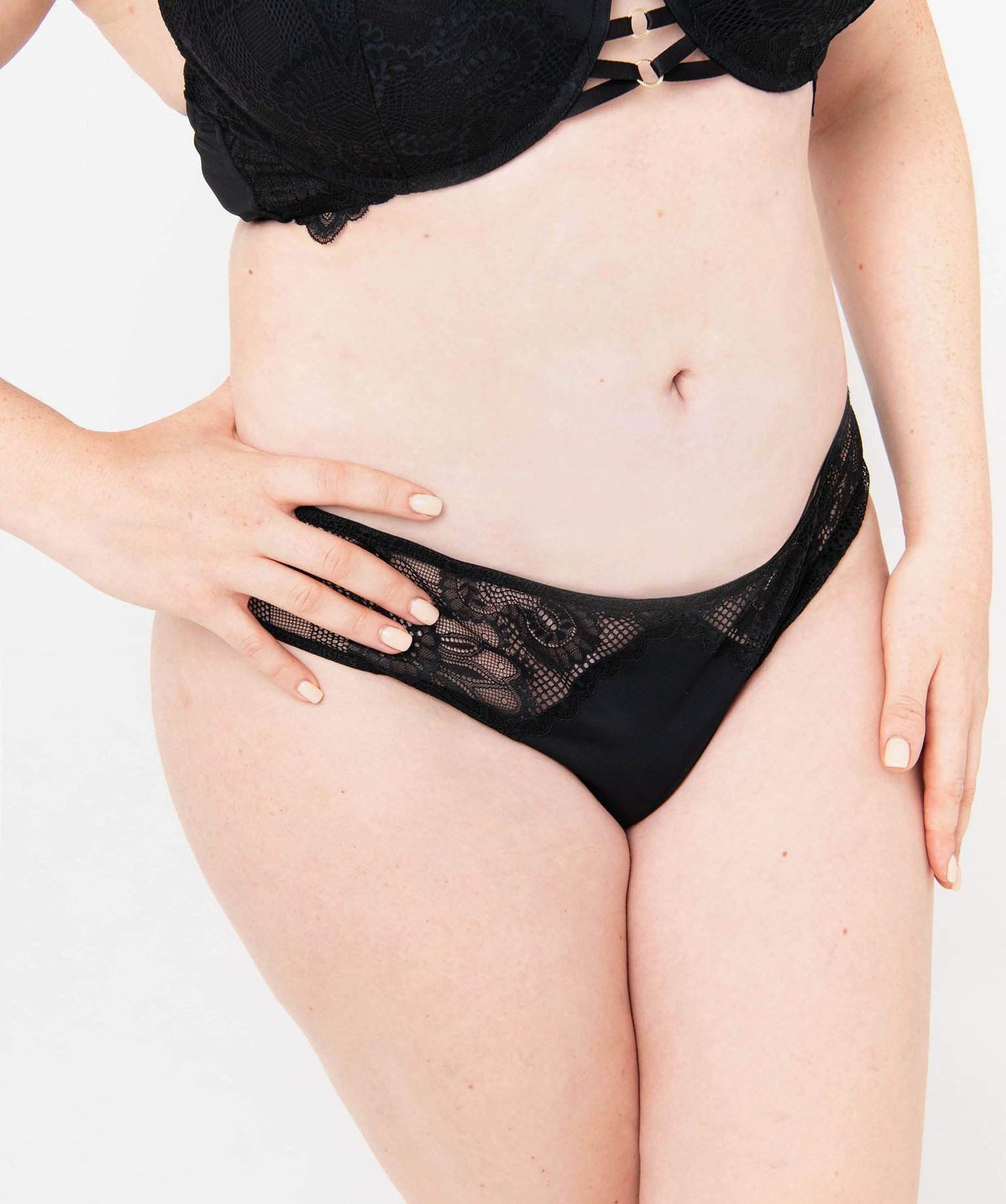 Culotte en microfibre et dentelle femme grande taille noir | GEMO