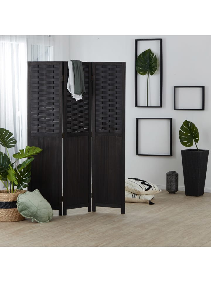 Homestyle4u 3-tlg. Paravent in Schwarz 120x170 günstig kaufen onesize