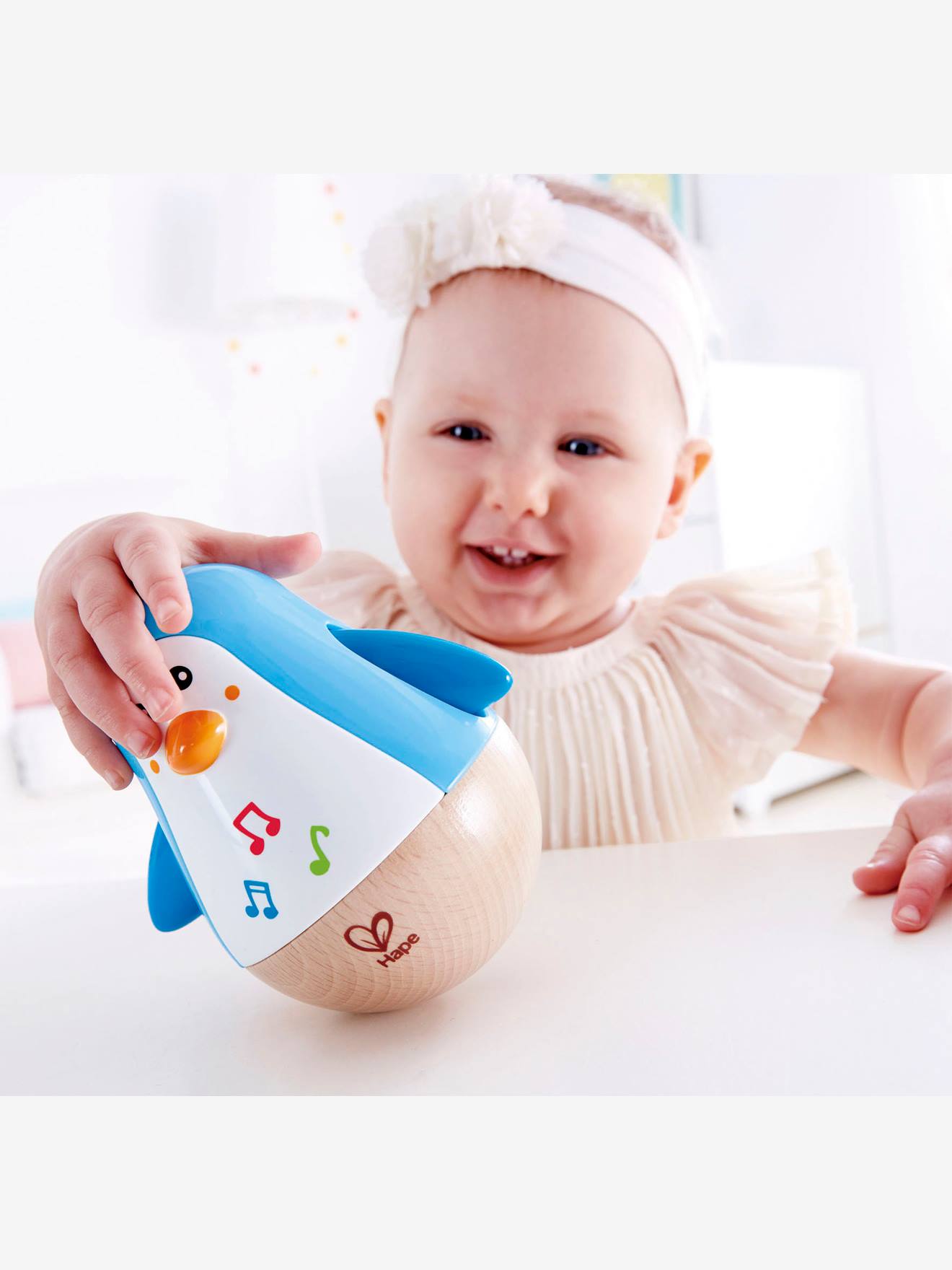 Pingouin culbuto musical HAPE bleu