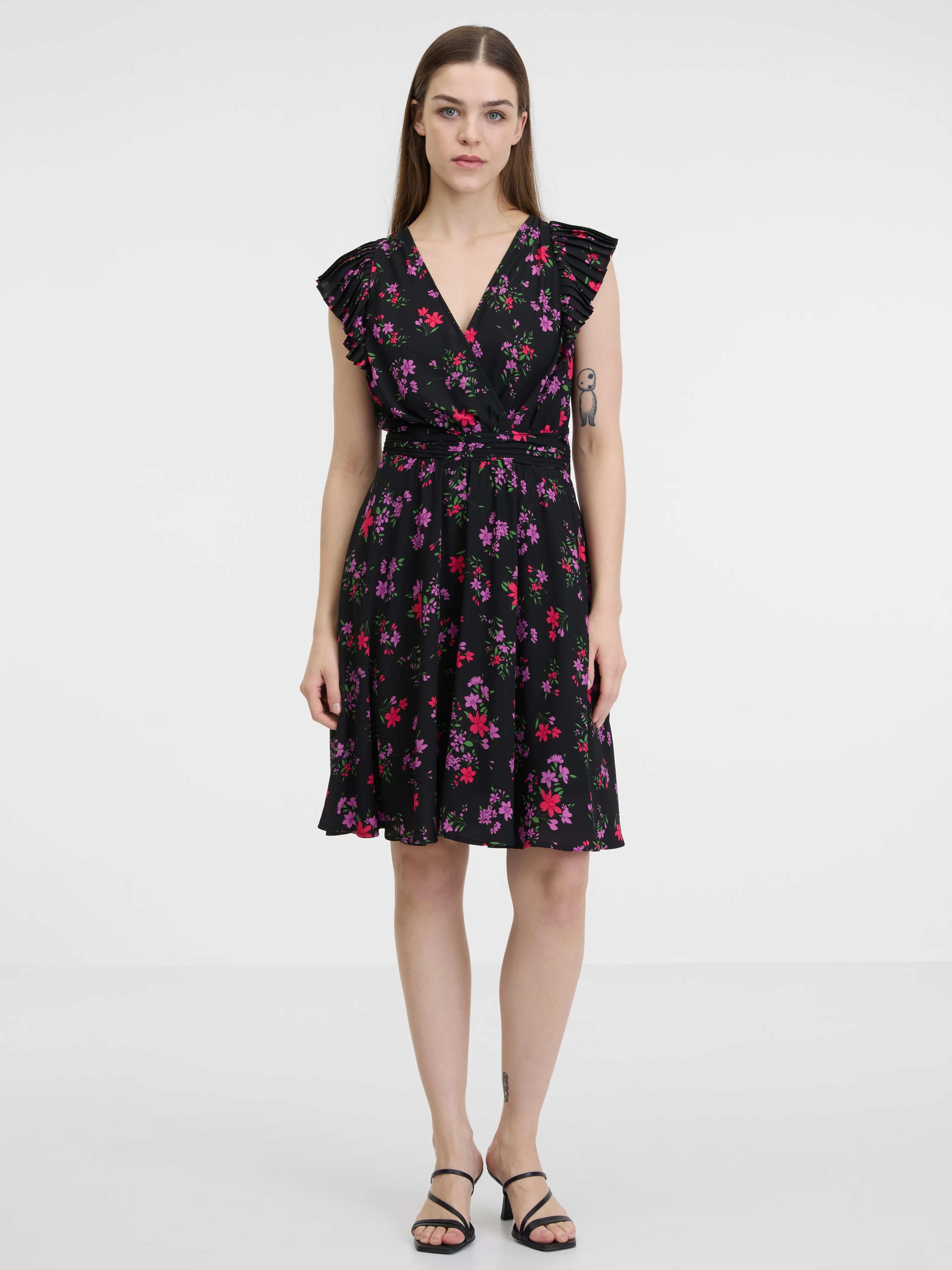 Schwarzes Damen-Blumenkleid ORSAY