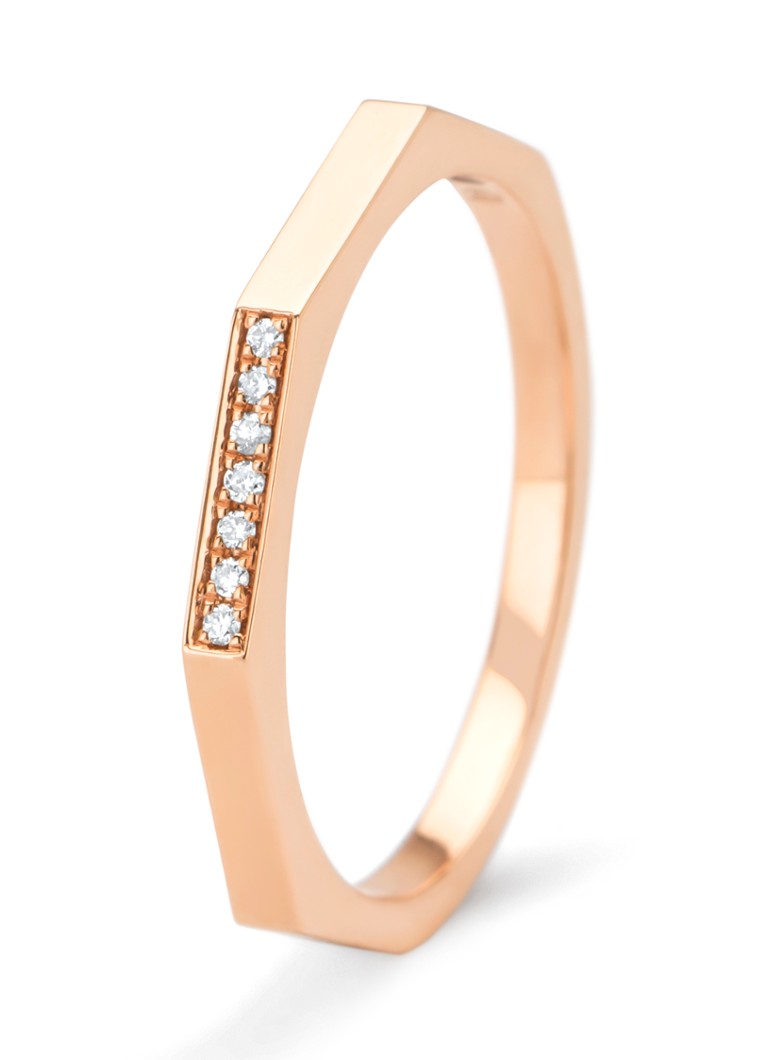 Diamond Point Roségouden ring, 0,03 ct diamant, sett