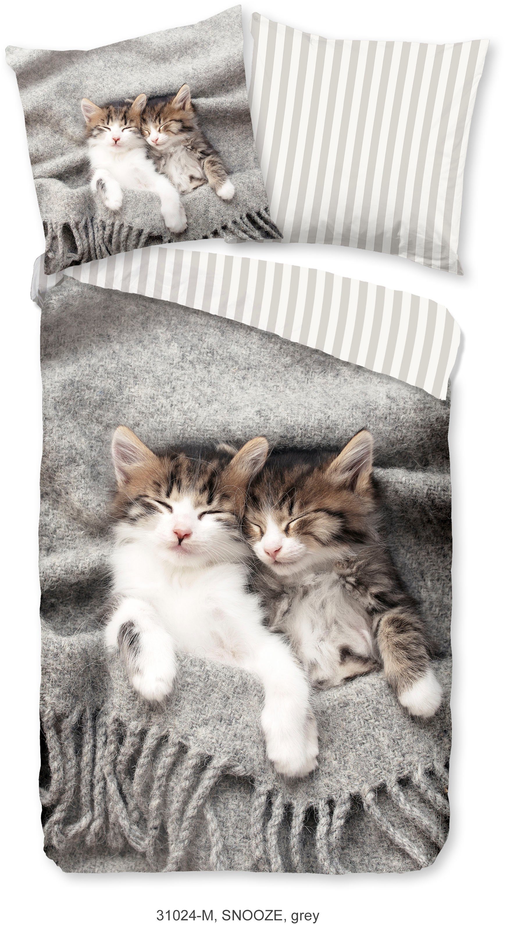 Kinderbettwäsche Snooze, PURE luxury collection, Microfaser, 2 teilig, Trocknet schnell
