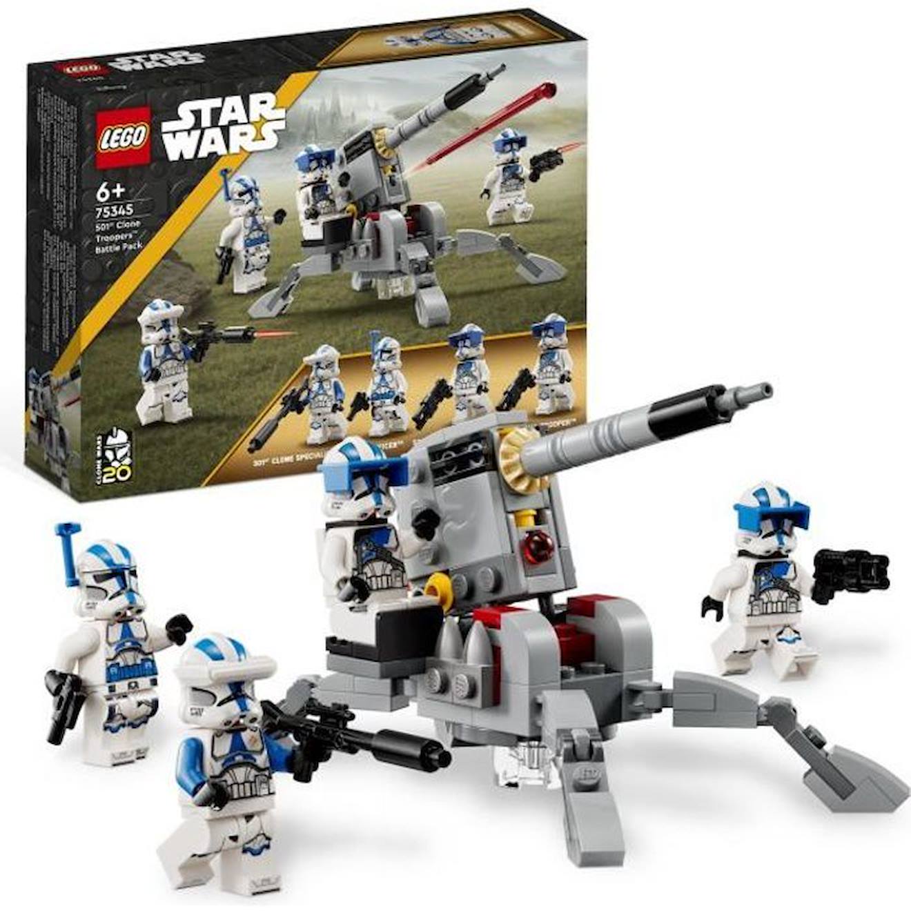 LEGO® Star Wars 75345 Pack de Combat des Clone Troopers de la 501ème Légion, Jouet avec Canon blanc