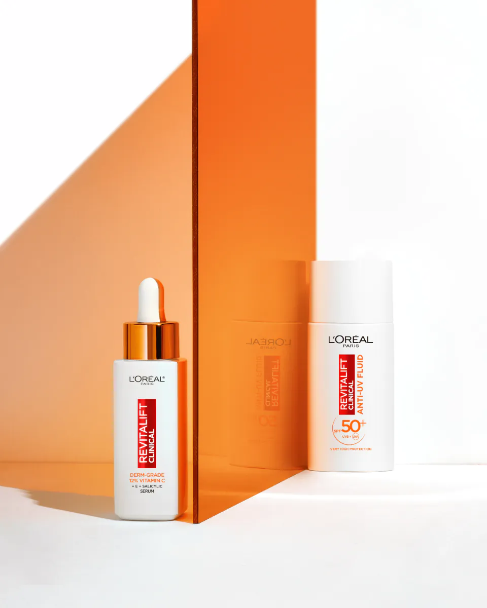 L'Oréal Paris De Revitalift klinikinis veido serumas 12% vitamino C, vitamino E, salicilo rūgšties