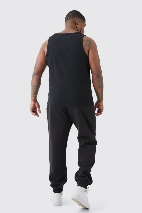 Plus schwarze Man Signature Slim-Fit Jogginghose