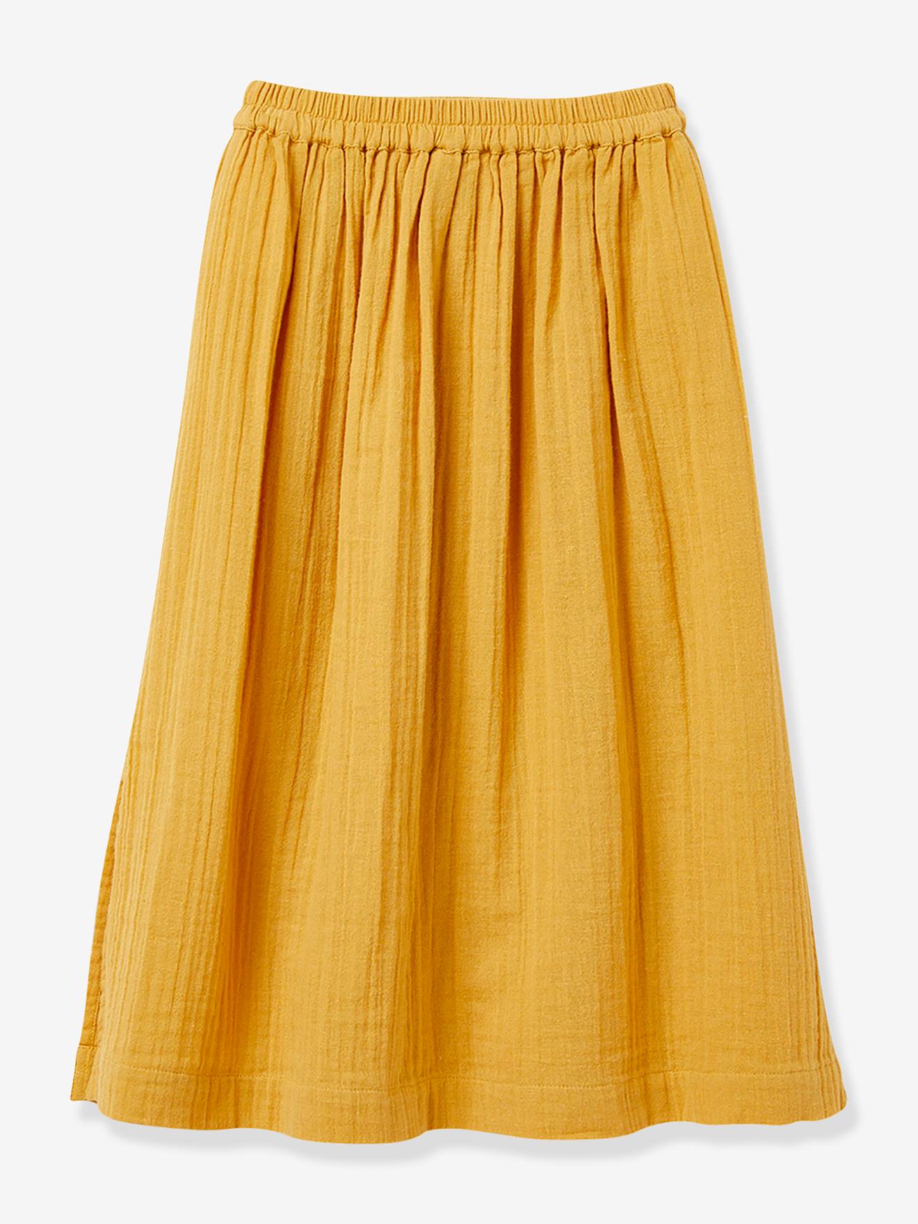 Jupe longue fille CYRILLUS en coton double gaze jaune