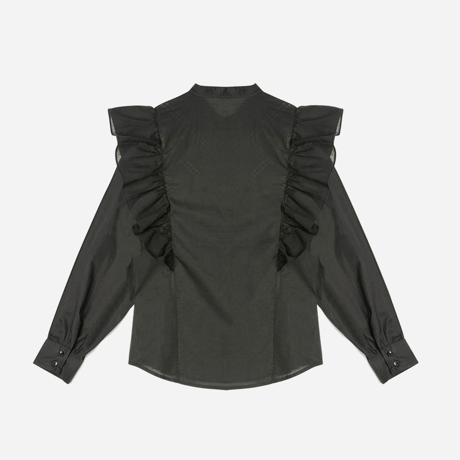 Chemise TEXTO noire à dentelle et volants