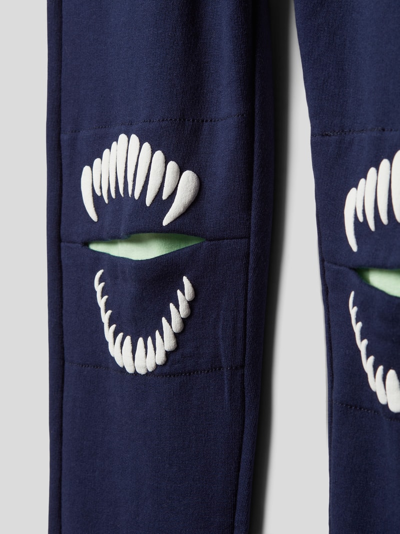 Sweatpants mit Motiv-Prints in blau