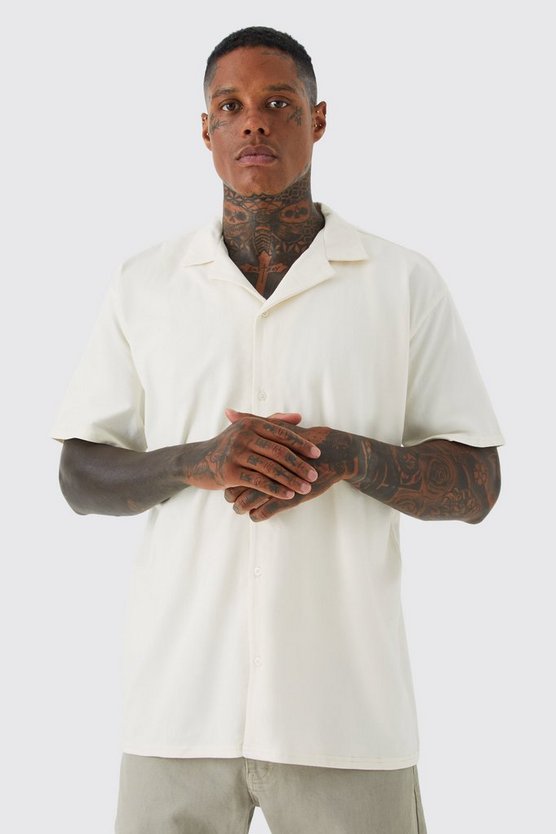 Kurzärmliges Oversize Jersey-Hemd