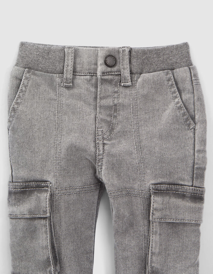 Jean BATTLE gris bord-côte ceinture bébé garçon