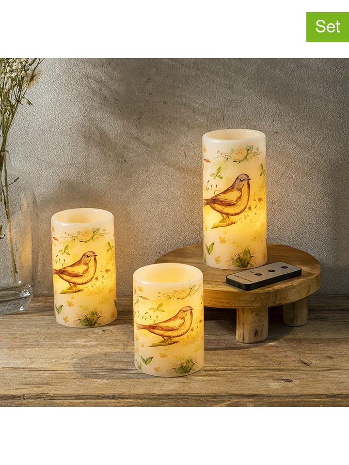 Nordheim 3er-Set: LED-Kerzen in Weiß/ Braun/ Grün günstig kaufen onesize