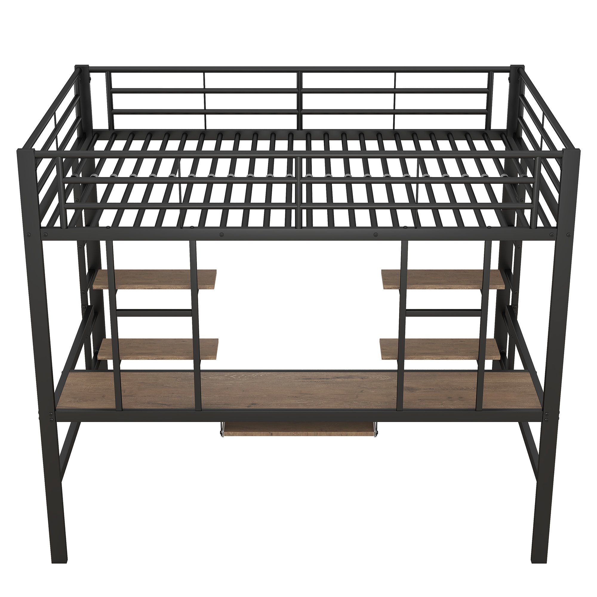Gotagee Metallbett Jugendbett mit Schreibtisch Eisenbett 140x200cm Metallbett Hochbett