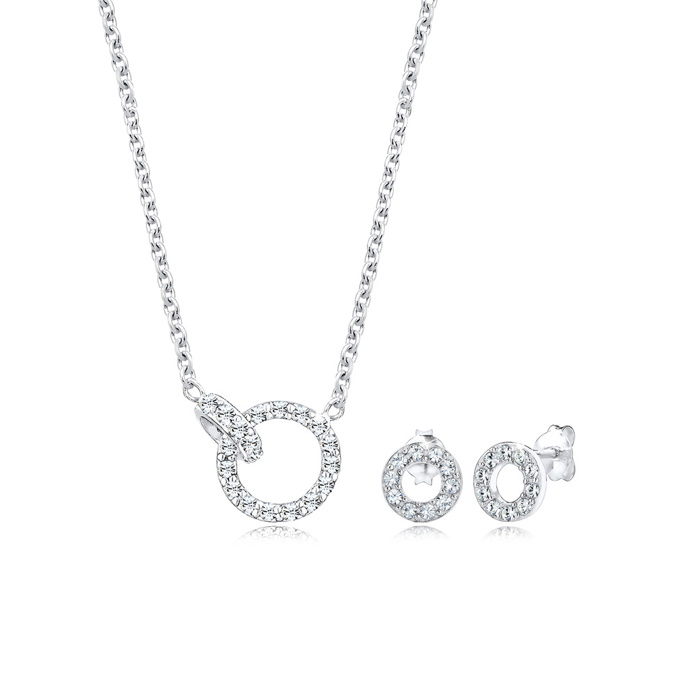 Elli Elli Ensemble de Bijoux Femmes clous d'oreilles géo set de cristaux en argent ste Bijoux