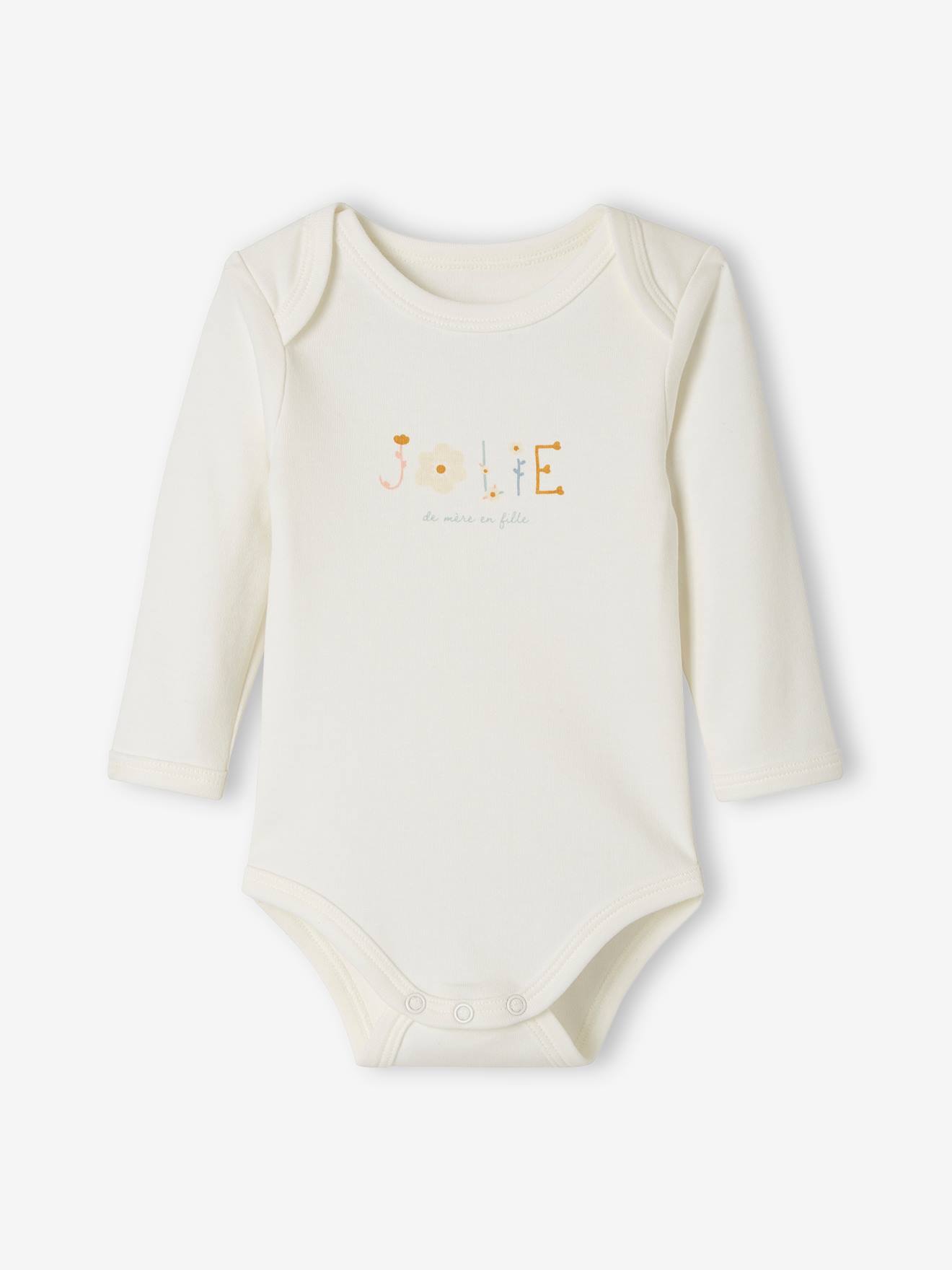 Lot de 5 bodies manches longues bébé ouverture US lot curcuma