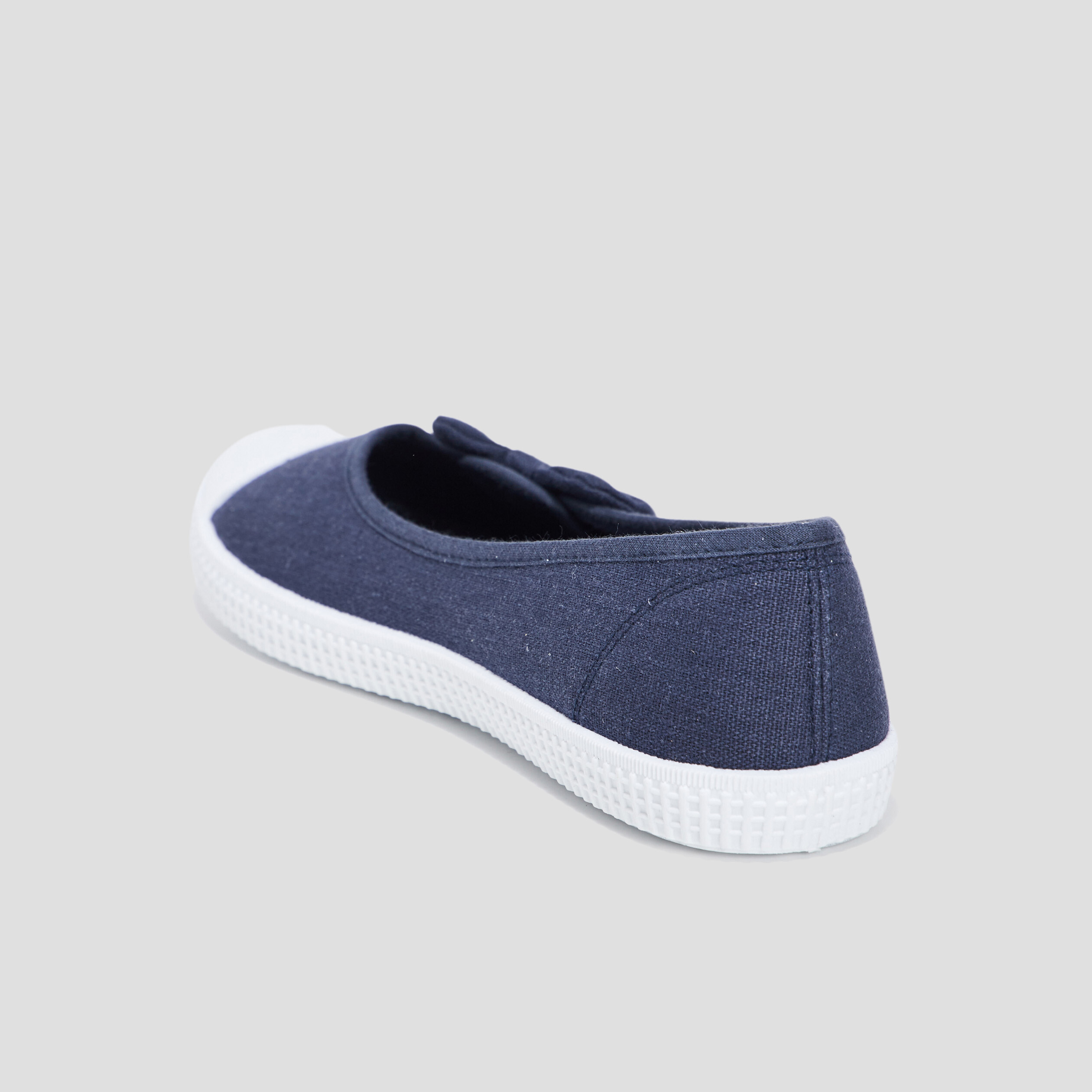Ballerines en toile avec noeuds bleu marine femme | La Halle