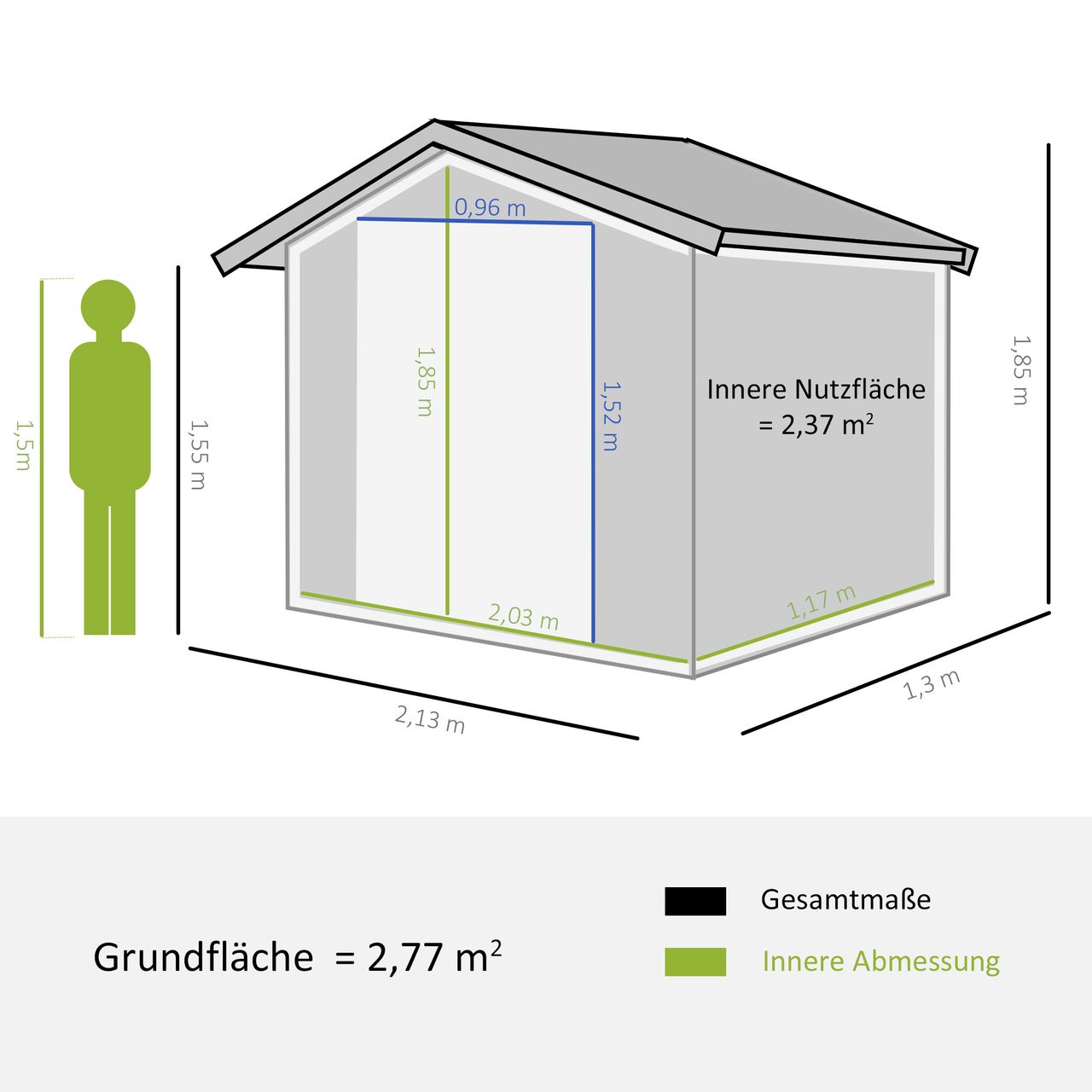 Outsunny Gerätehaus mit Bodenrahmen Geräteschuppen Gartenhaus Schuppen Stahl