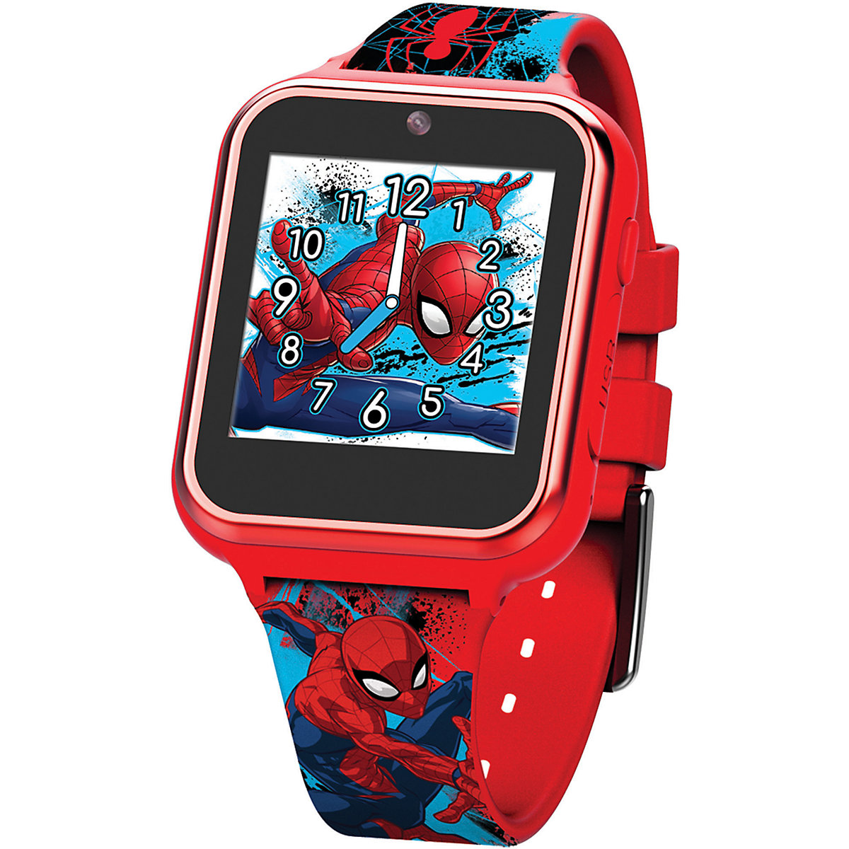 Kinder Smart Watch Spider-Man (rot) Kinderuhr mit Selfie-Kamera Foto & Video, coolen Spielen, Fitness Tracker uvm. (SPD4588)