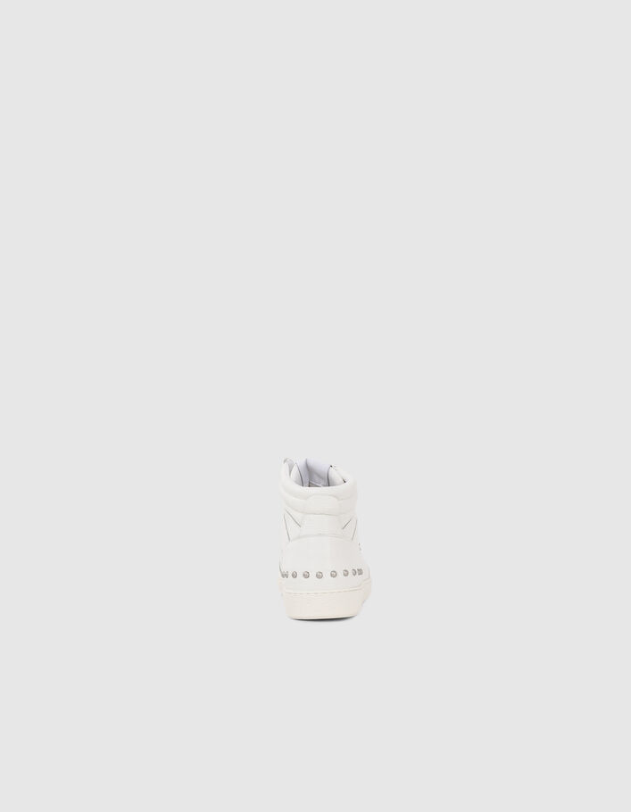 Sneakers blanches cuir décor clous Femme