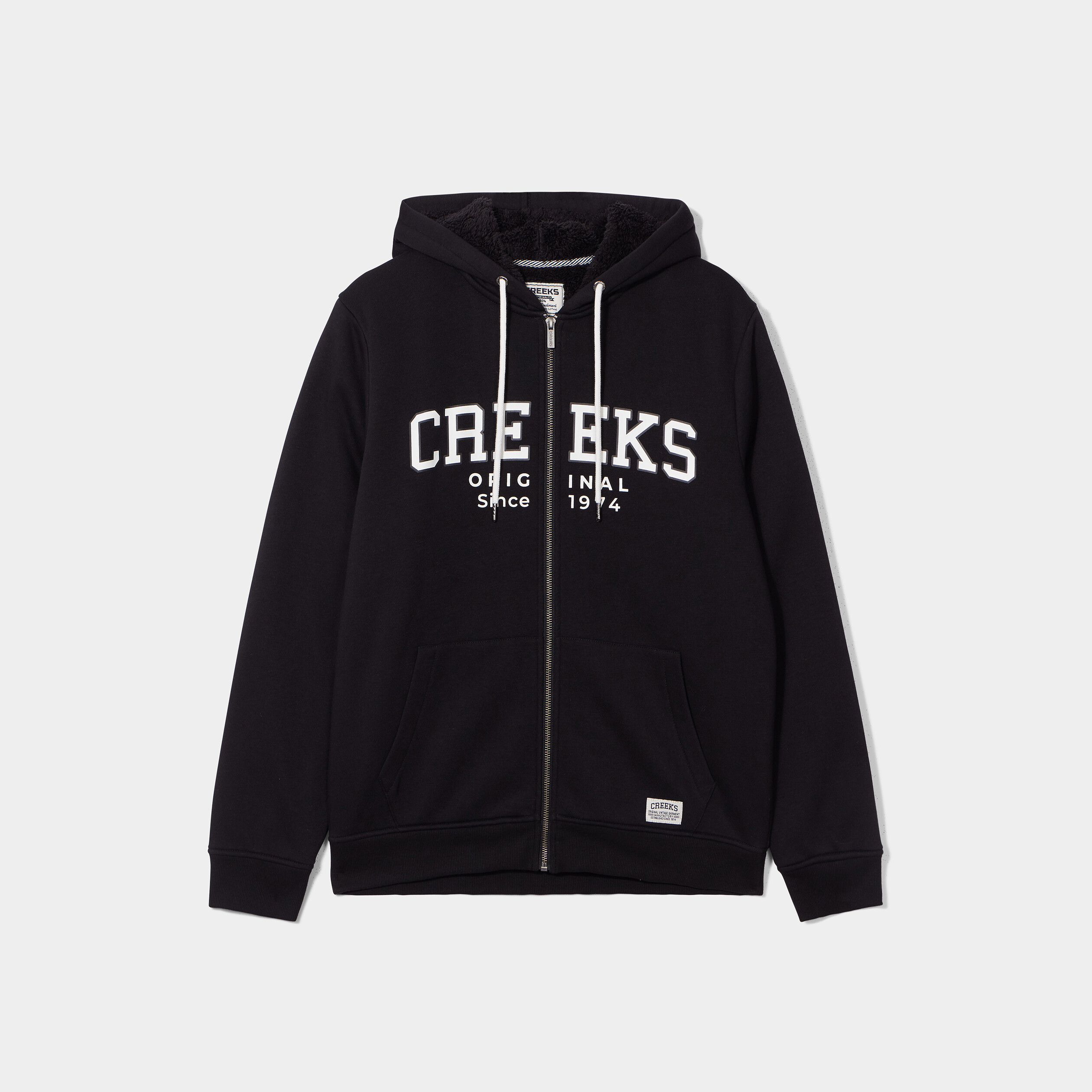 Sweat zippé à capuche doublé Creeks noir homme | La Halle