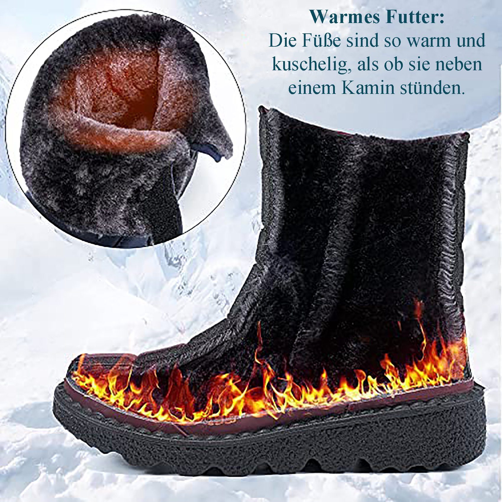 TOPMELON Rutschfeste, wasserdichte, warme Schneestiefel für Kinder Snowboots