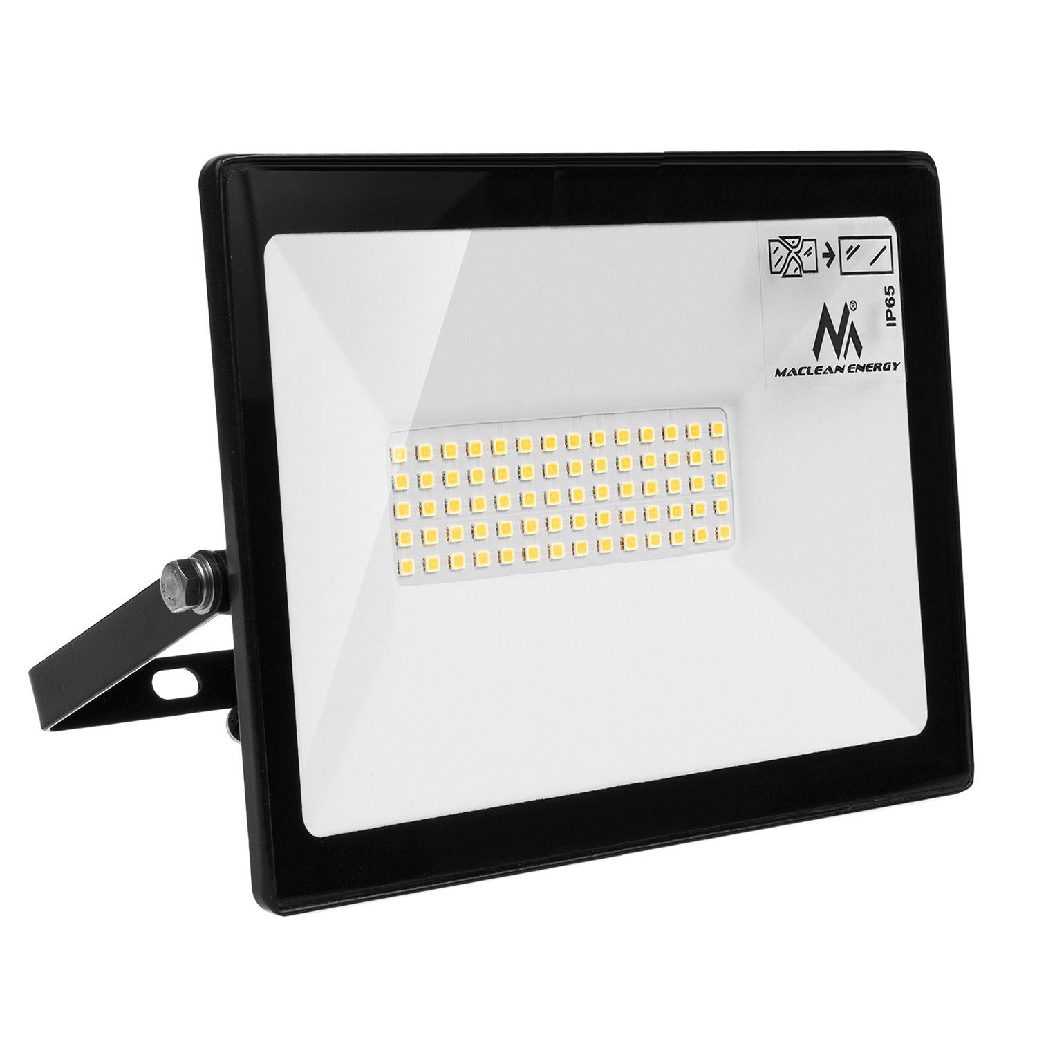 Maclean Baustrahler, LED Baustrahler 50W mit Bodenarbeitsstativ