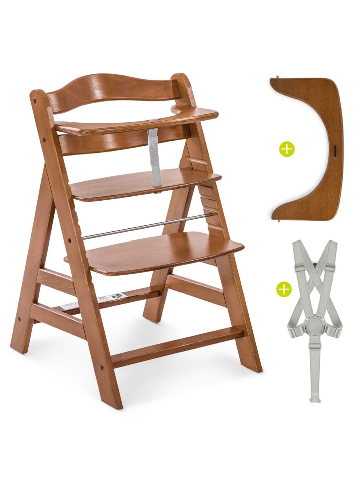 Hauck Alpha Plus Walnut Newborn Set - 4-tlg. Hochstuhl   in braun,beige günstig kaufen onesize