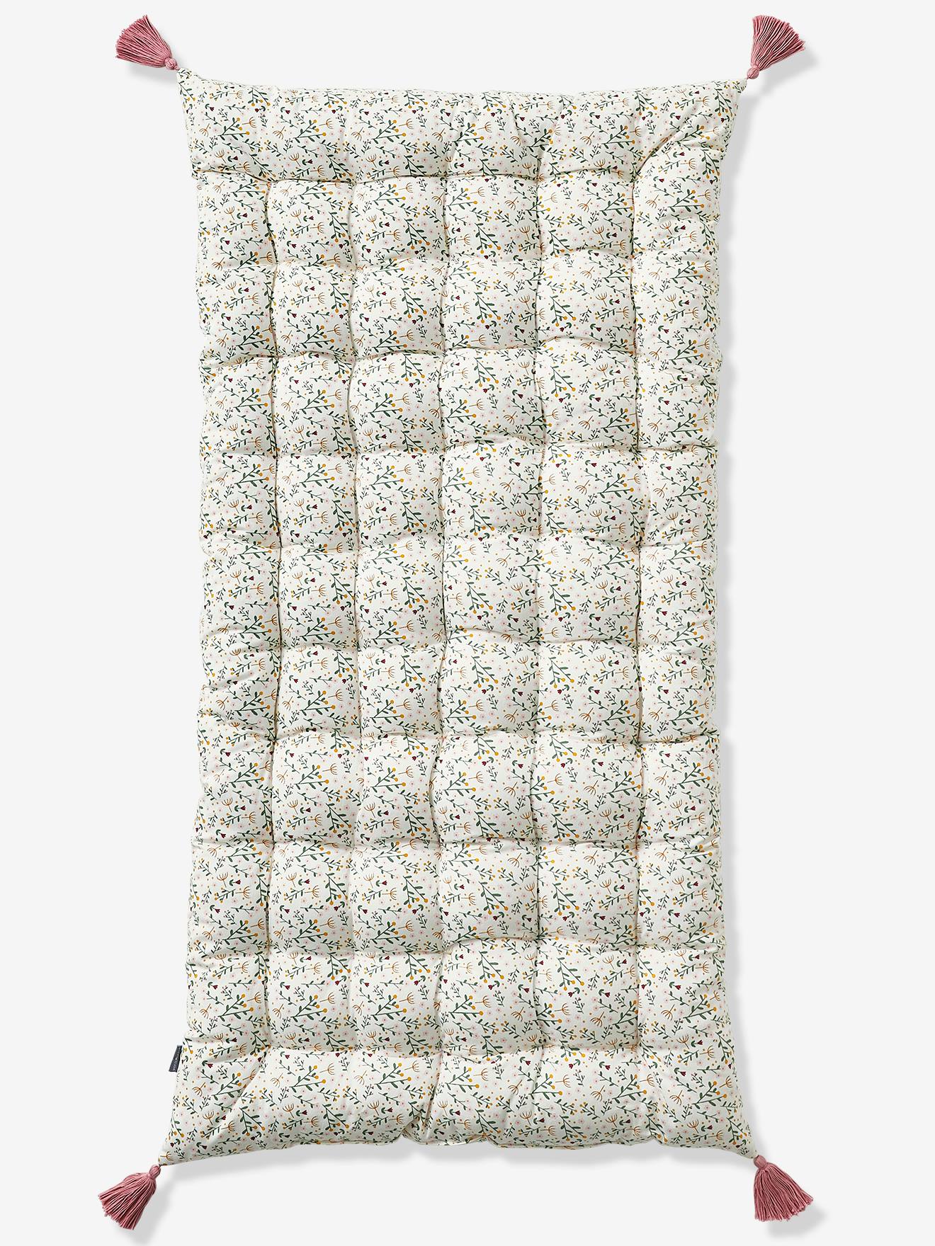 Matelas de sol avec pompons FLEURETTES écru / multicolore