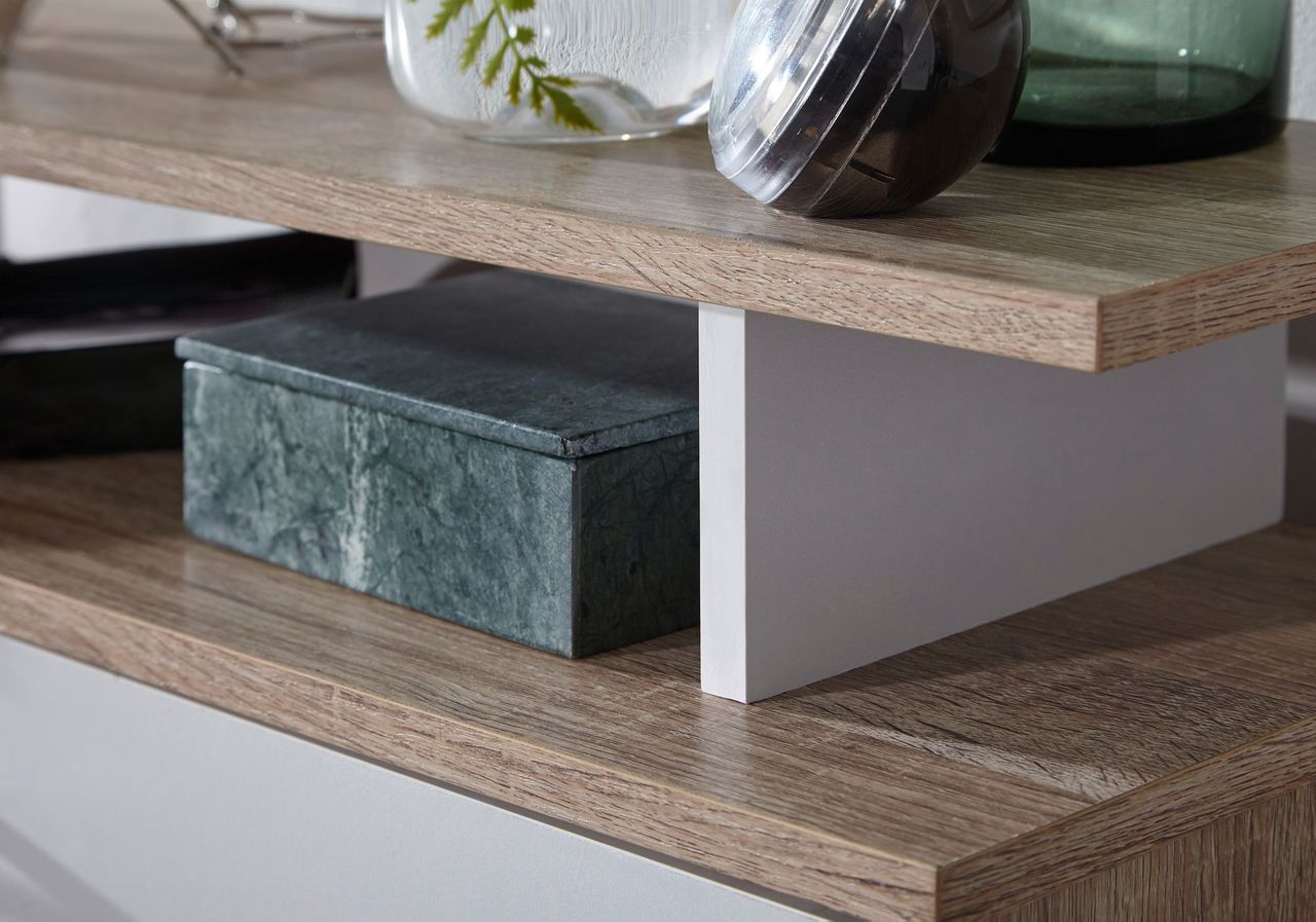 Wohnling Schuhschrank MDF Sonoma Eiche 80 cm Schuhregal Schuhkipper Design Schuh-Kommode modern Sideboard Schuhablage