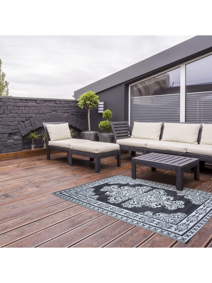 Esschert Design Outdoorteppich in Schwarz-weiß günstig kaufen onesize