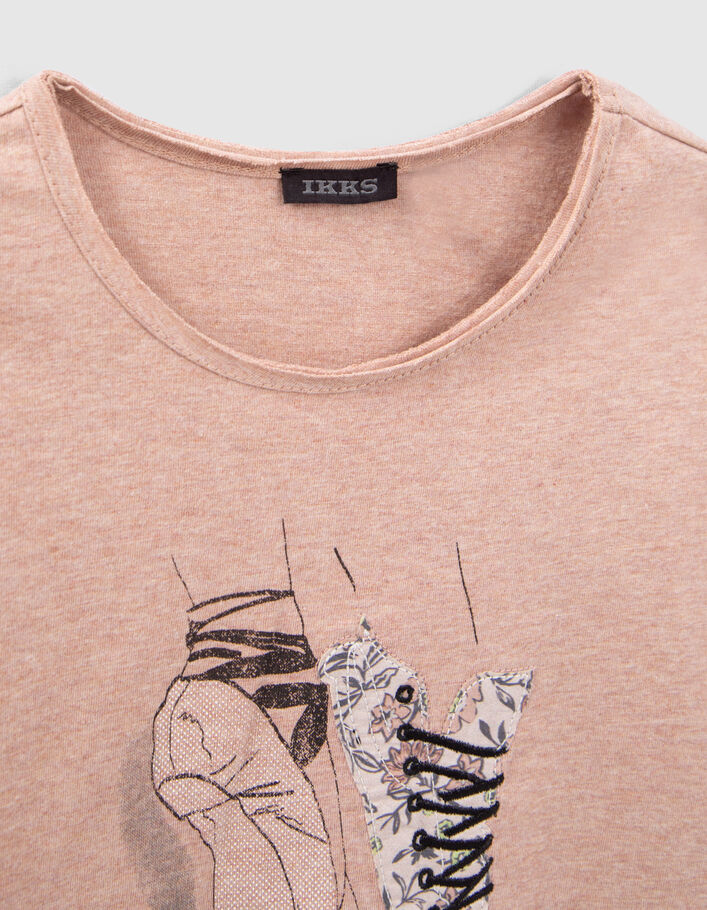 T-shirt rose visuel ballerines-baskets fille