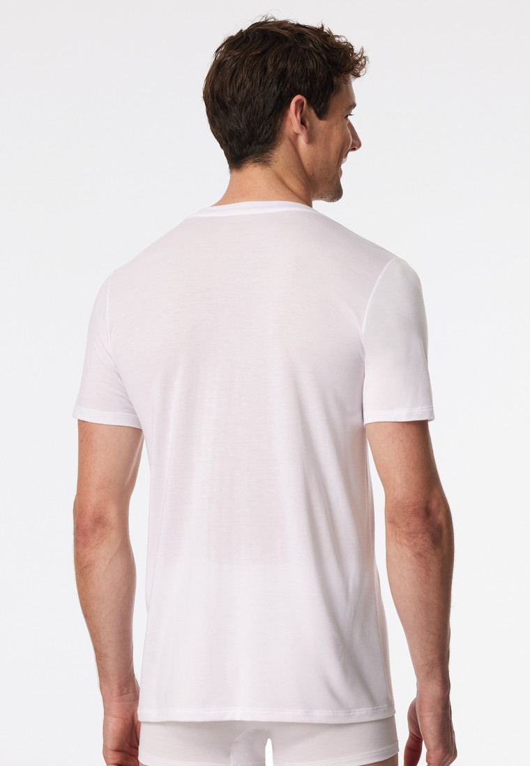 Shirt kurzarm V-Ausschnitt weiß - Premium Modal