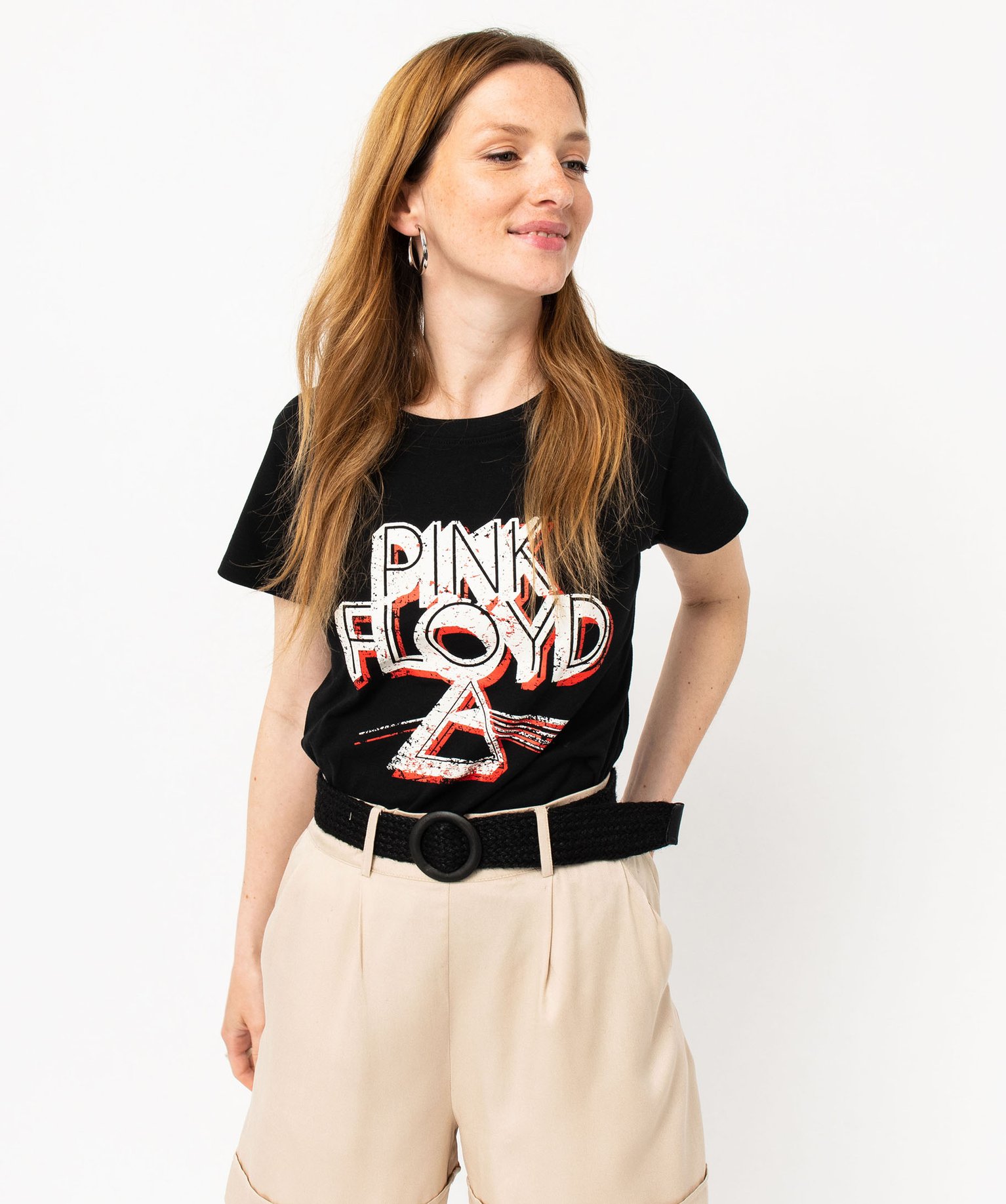 Tee-shirt à manches courtes avec inscription XXL femme - Pi... noir | GEMO