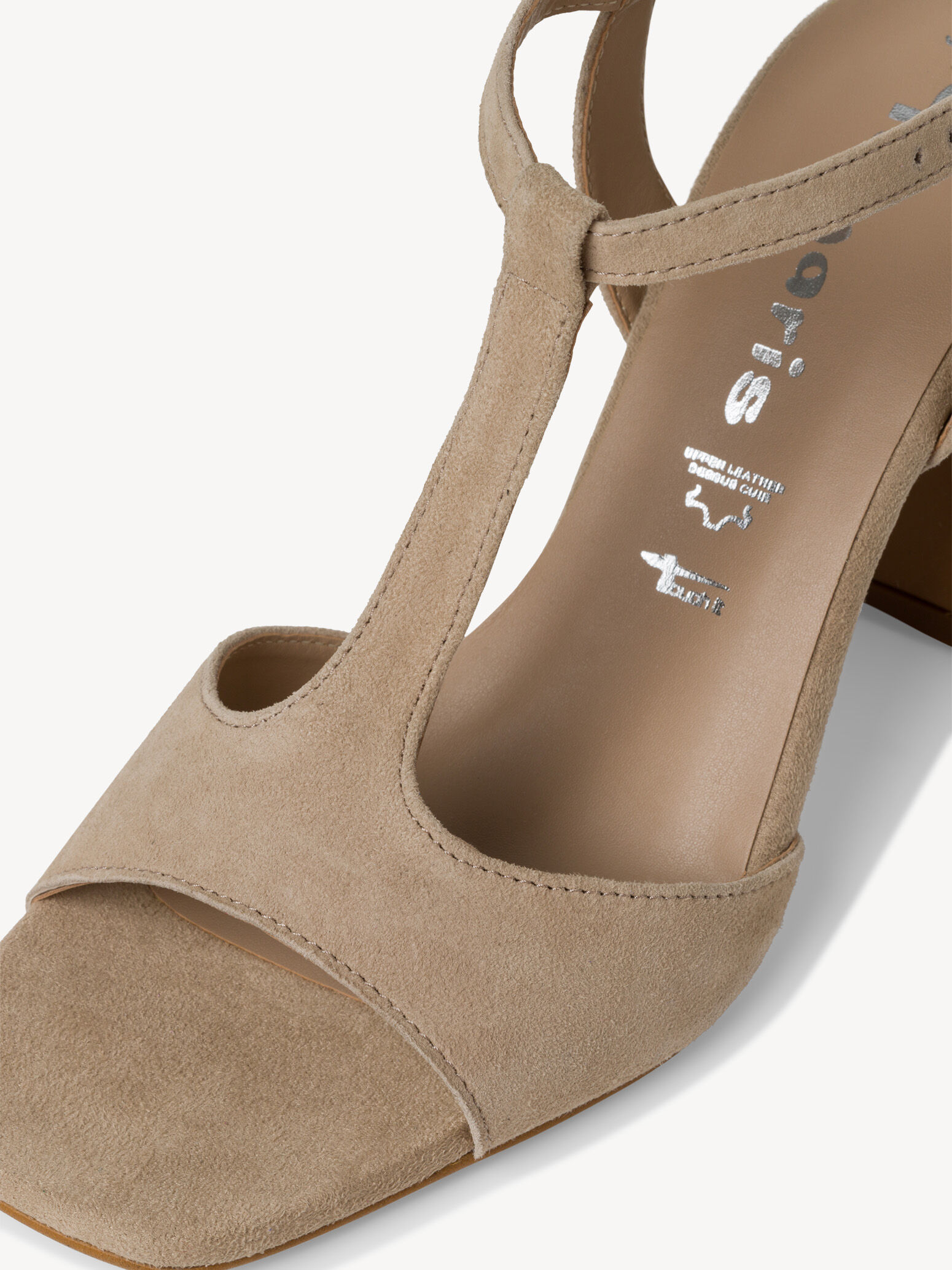 Sandale à talon en cuir - beige