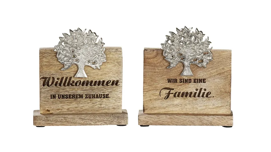 GILDE Holz Botschaften Familie H=15cm naturfarben