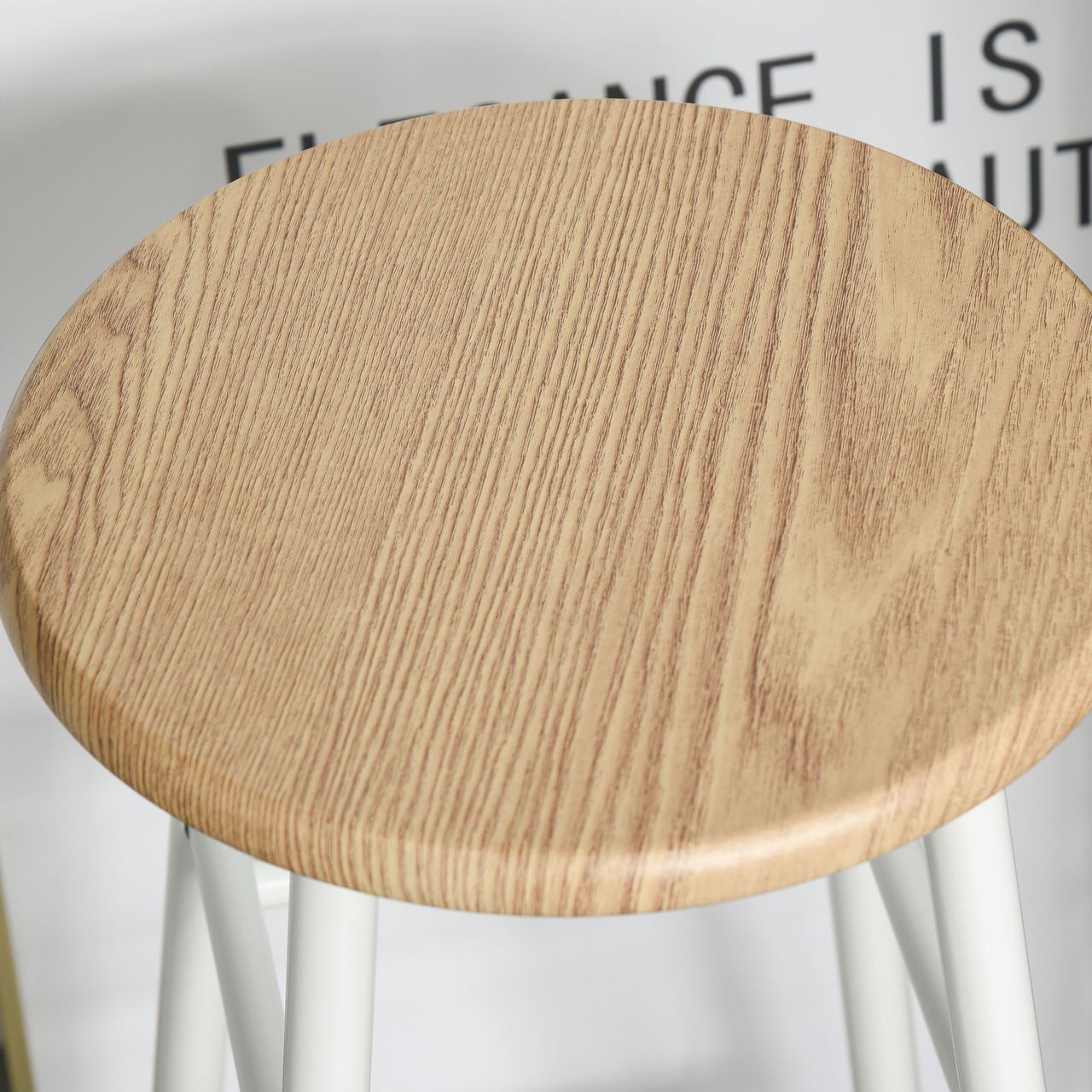 HOMCOM Bartisch Set 3-teilig Esstisch mit 2 Barhocker Küchentisch und Stühle Stehtisch und Barhocker mit Lagerregal MDF-Platte Stahl Weiß Eiche 80 x 50 x 90 cm