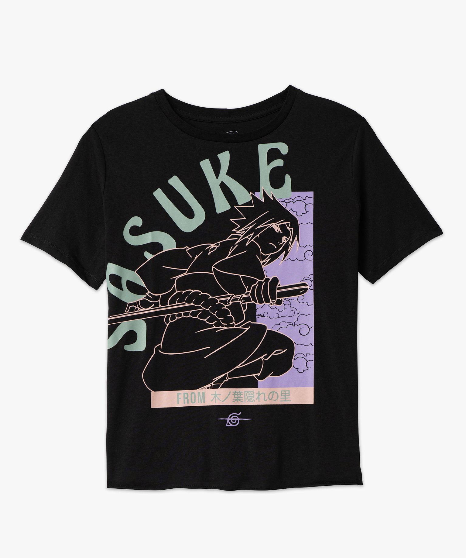 Tee-shirt à manches courtes avec motif manga femme - Naruto noir | GEMO