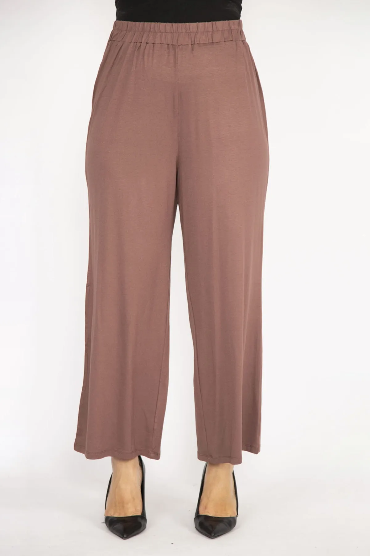Şans  Damen-Trainingshose in Milchkaffee, große Größe, hohe Taille, 65n36499