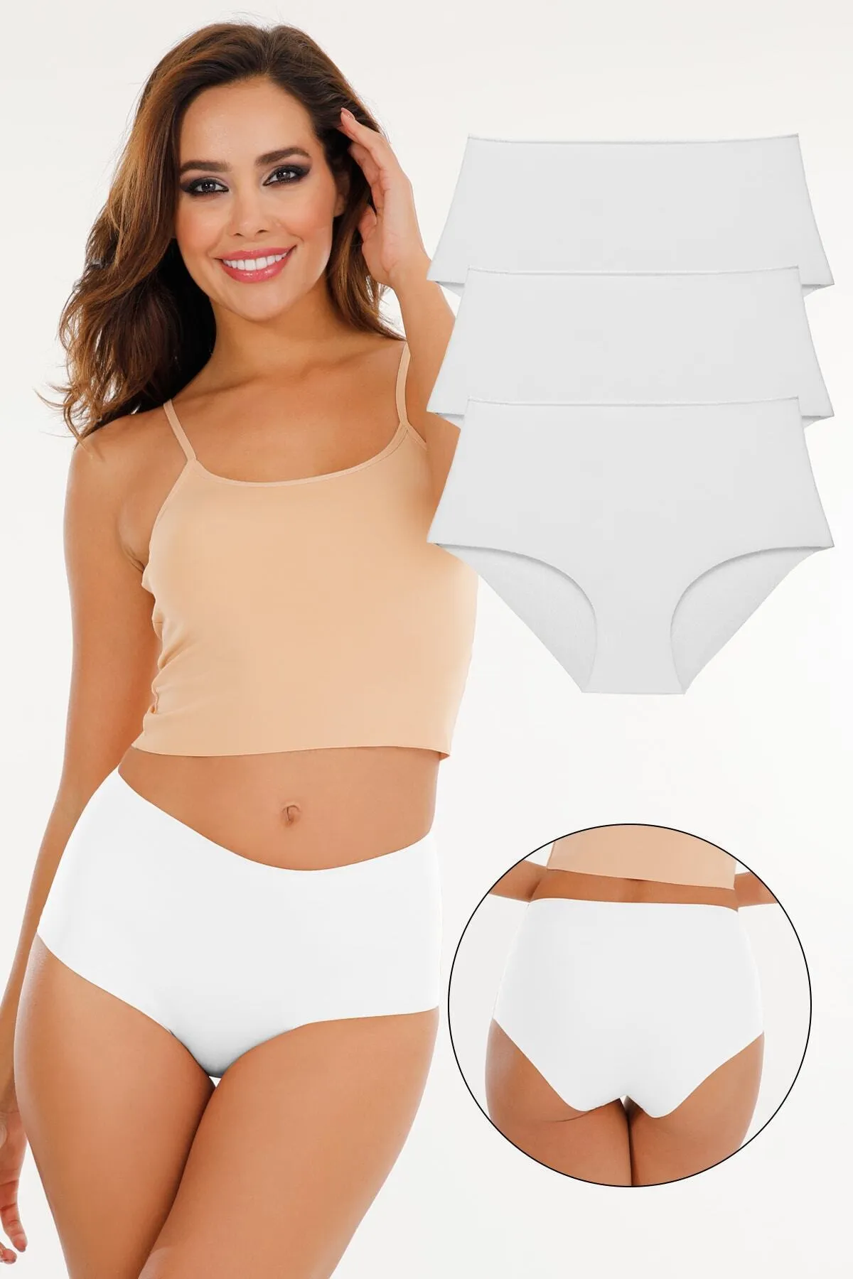 Sensu  Nahtlose, lasergeschnittene Höschen mit hoher Taille für Damen (ELASTY WAIST), 3er-Set