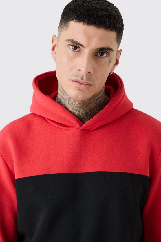 Tall roter Colorblock Hoodie