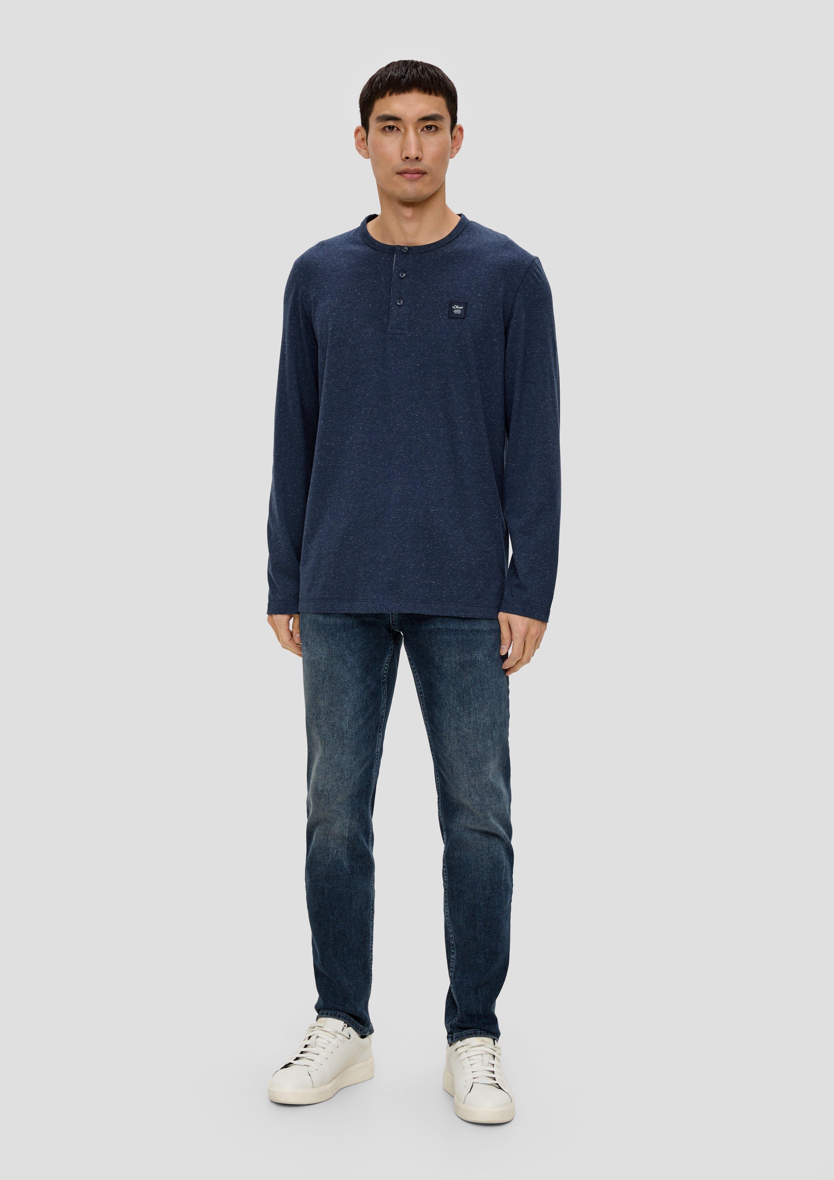 Meliertes Longsleeve mit Henleyausschnitt  2138648-59W2