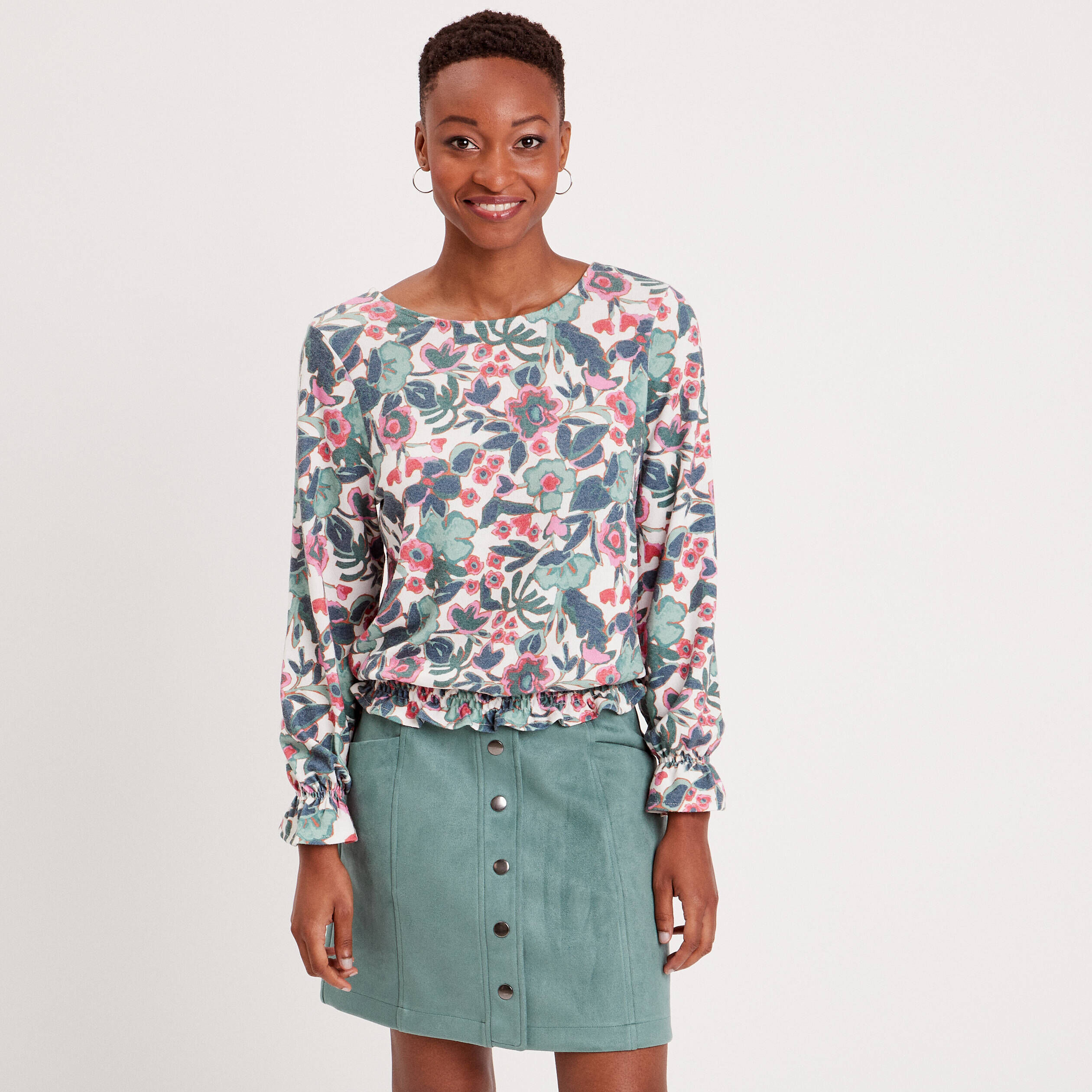 T-shirt manches longues blanc femme | Cache Cache